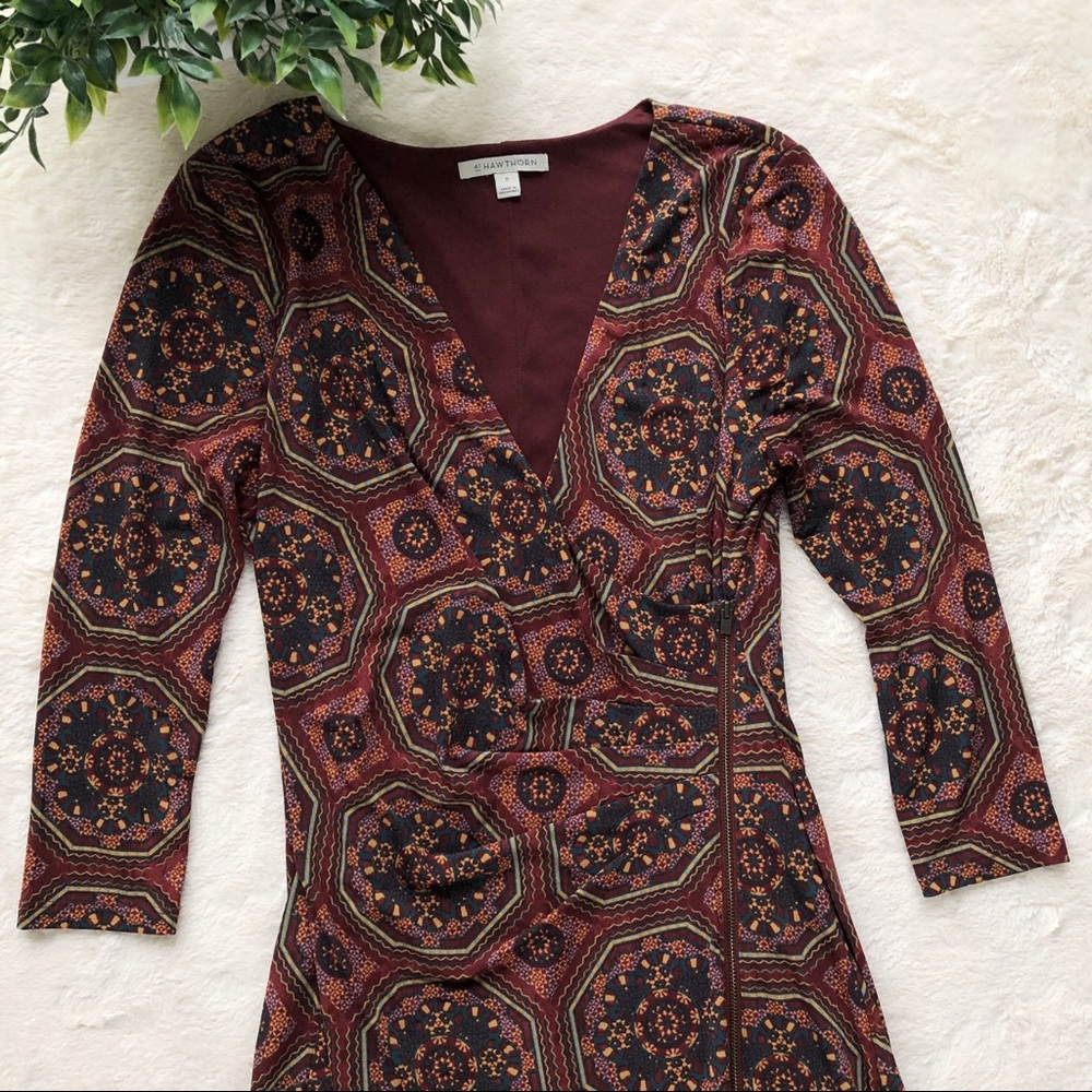 41 Hawthorn stitch fix maroon zippered wrap dress
